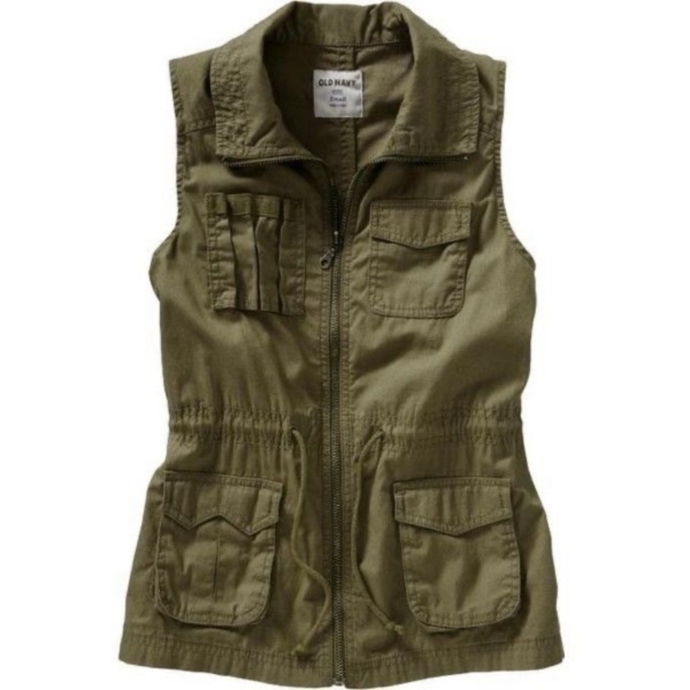 Old Navy Army Military Green Sleeveless Utility Vest Size Small